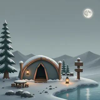 quiet camp at moonlit night