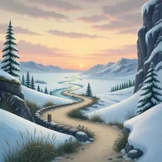 winding wilderness path at dusk
