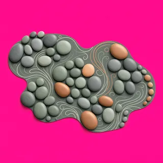 spilled pebbles, clustered arrangement