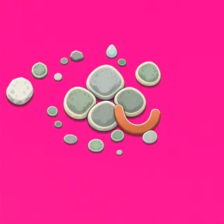 spilled pebbles, sparse arrangement