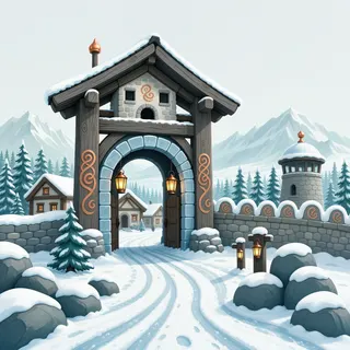 settlement entrance at daylight