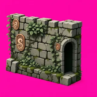 overgrown stone wall section