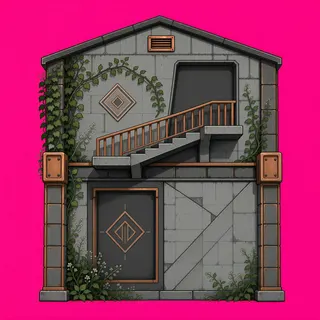 stairs upward, overgrown