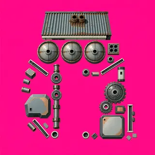 scattered grit, irregular arrangement