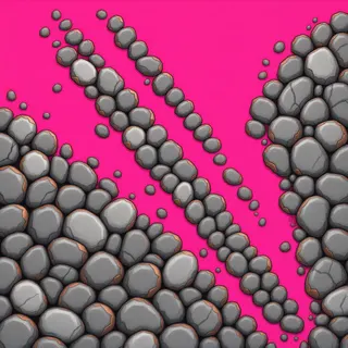 spilled pebbles, elongated arrangement