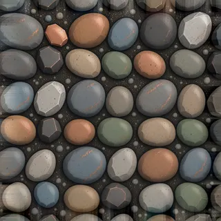 weathered river pebbles