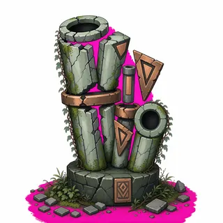 overgrown broken pillar