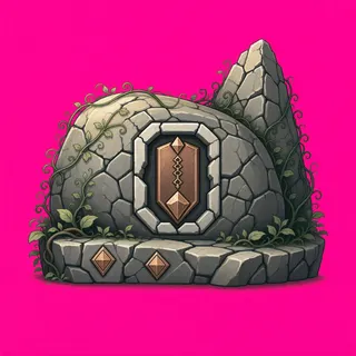 overgrown large boulder