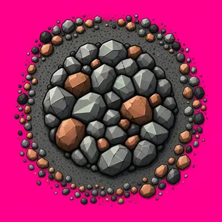spilled pebbles, irregular arrangement