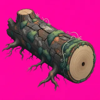 overgrown fallen log