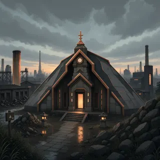 hidden shrine at overcast twilight