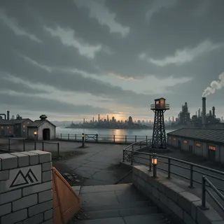 border overlook at overcast twilight