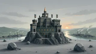 distant stronghold at daybreak