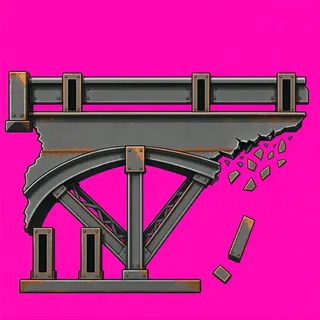bridge broken section, damaged