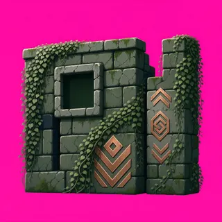 overgrown stone wall section