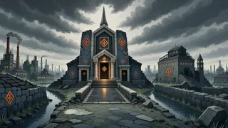 hidden shrine at stormy midday
