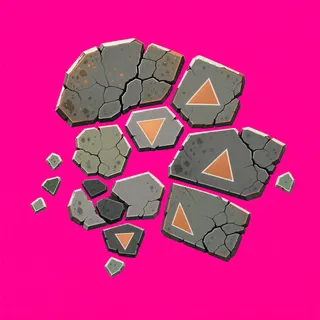 broken fragments, clustered arrangement