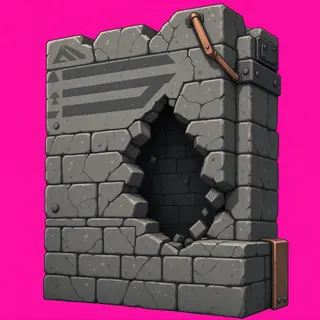 damaged stone wall section