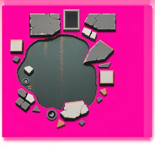 shallow puddle, clustered arrangement