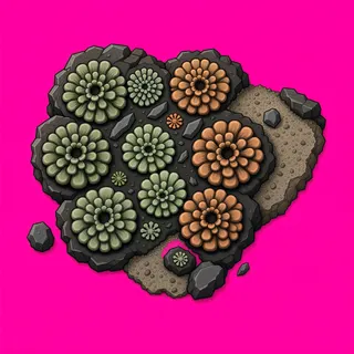 lichen patch, clustered arrangement