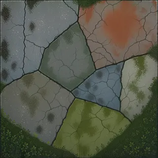 overgrown stained concrete