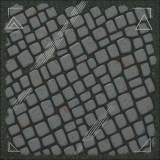 overgrown worn cobbles