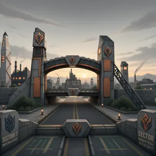 settlement entrance at daybreak