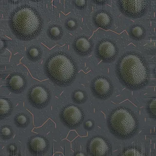 lichen-speckled wet mud