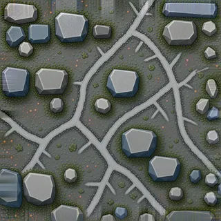 lichen-speckled packed dirt path