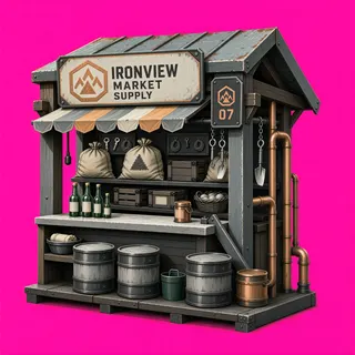 weathered market stall