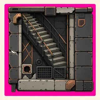 stairs downward, damaged