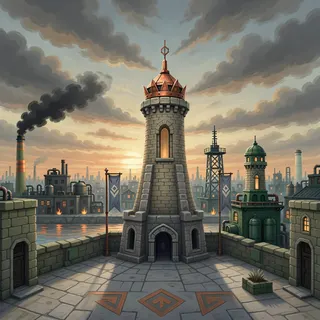 ancient landmark at overcast twilight