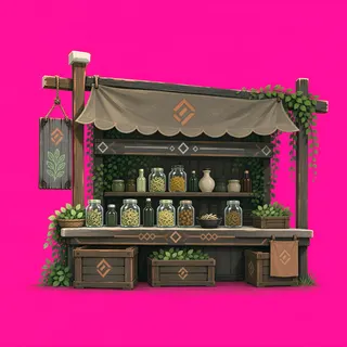 overgrown market stall
