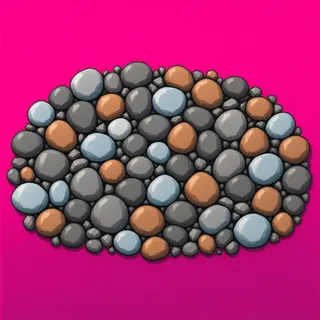 spilled pebbles, dense arrangement