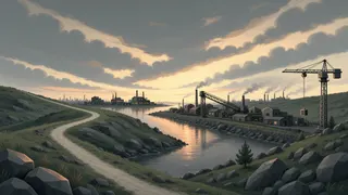 winding wilderness path at dusk