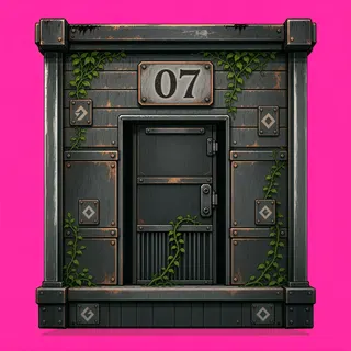 door closed, overgrown