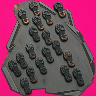 footprints, elongated arrangement