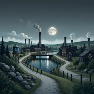 winding wilderness path at moonlit night