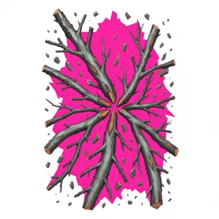 scattered twigs, sparse arrangement