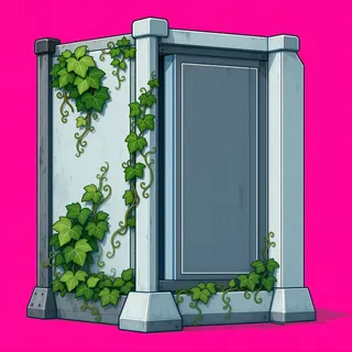 wall outer corner, overgrown