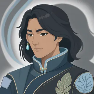 original adult merchant, calm expression