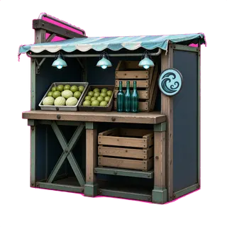 weathered market stall