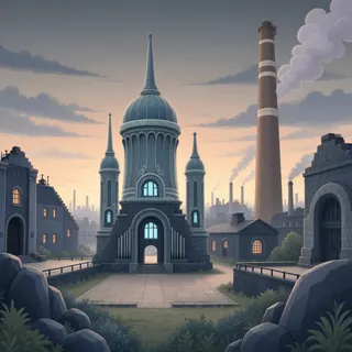 ancient landmark at dusk