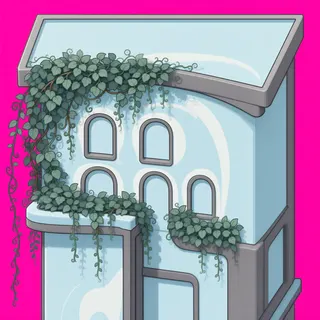 roof outer corner, overgrown