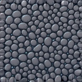 damp river pebbles