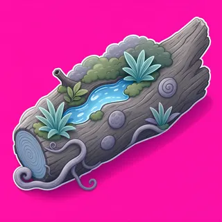 overgrown fallen log