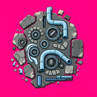 broken fragments, irregular arrangement
