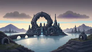 distant stronghold at dusk