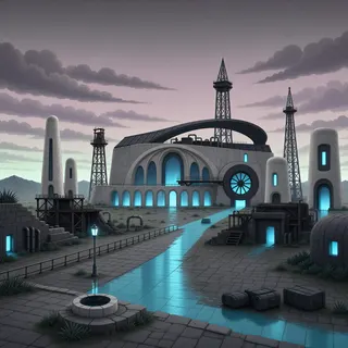 ancient landmark at overcast twilight