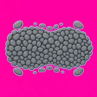 spilled pebbles, elongated arrangement